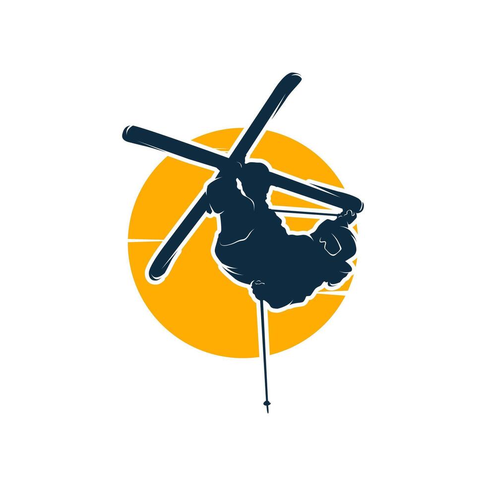 Berg Skifahren Logo Design Vorlage vektor