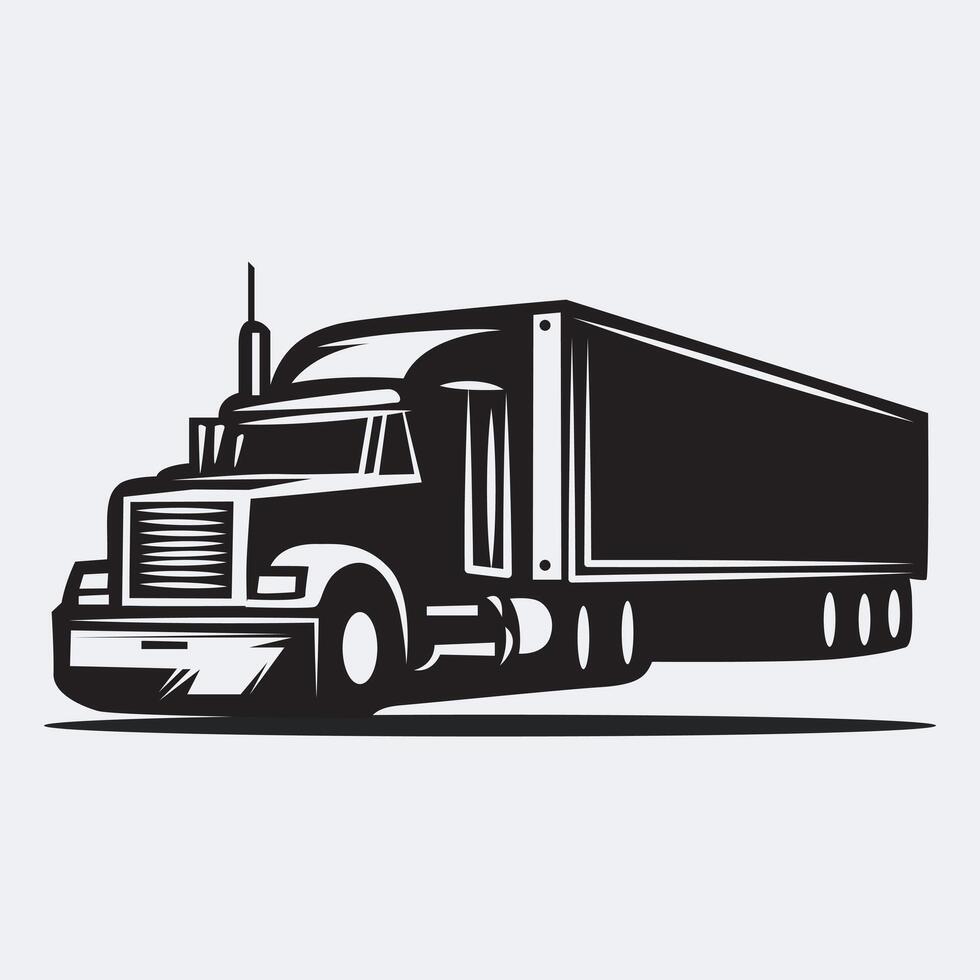 lastbil silhuett, trucker silhuetter illustration design vektor