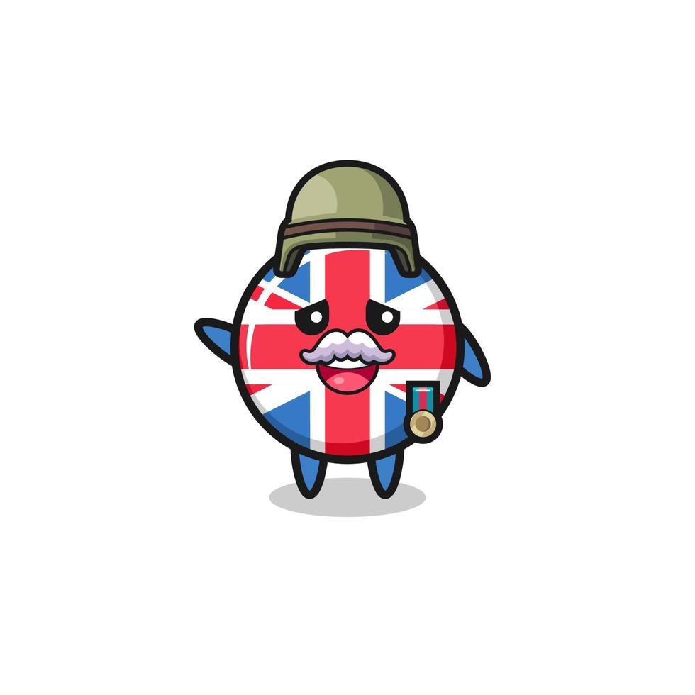 süße Großbritannien-Flagge als Veteranen-Cartoon vektor