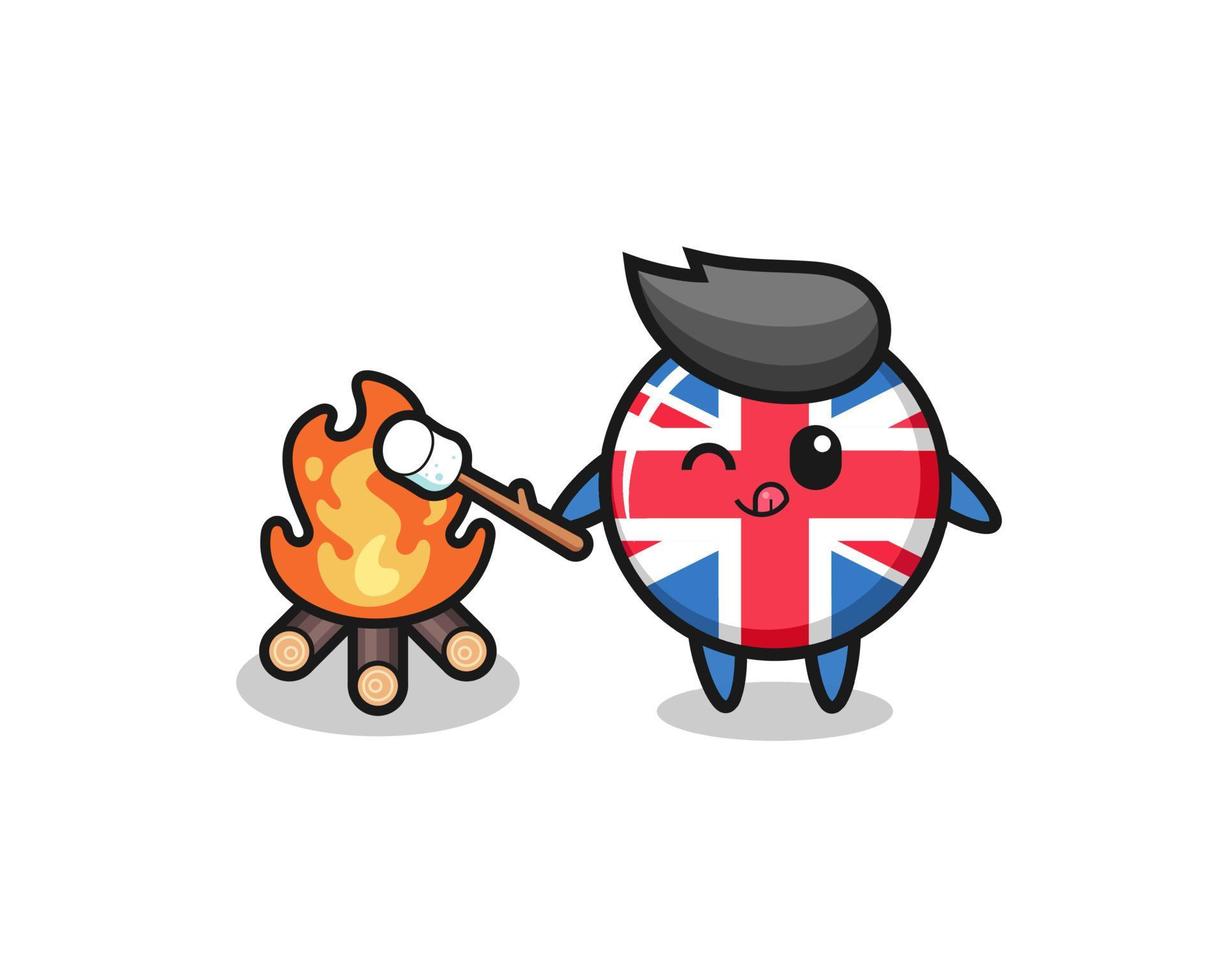 Storbritanniens flagga karaktär bränner marshmallow vektor