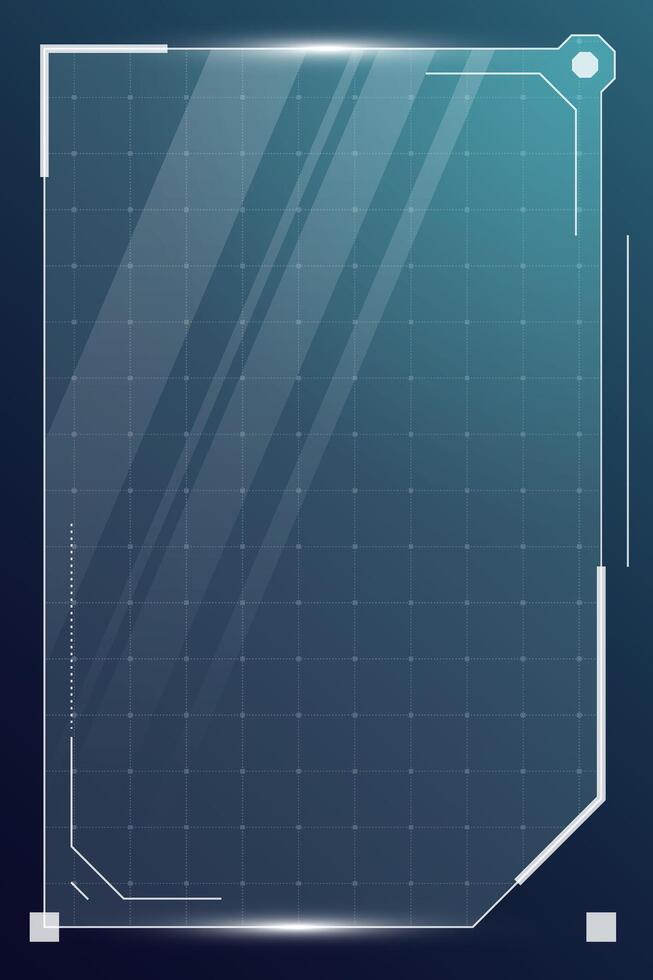hud Digital futuristisch Benutzer Schnittstelle Vertikale rahmen. sci fi hoch Technik Bildschirm. Spielen ui Speisekarte berühren Cyberpunk Überwachung Instrumententafel Tafel. Cyberspace Kopf hoch Anzeige Information eps Zeichen vektor