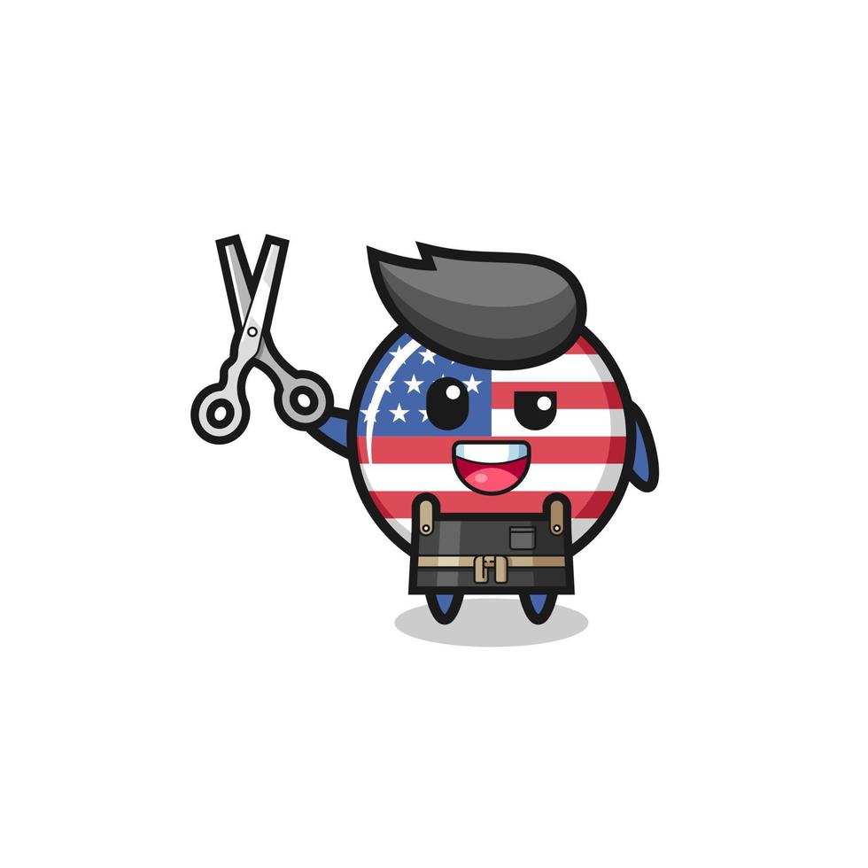 USA flagga karaktär som barbershop maskot vektor
