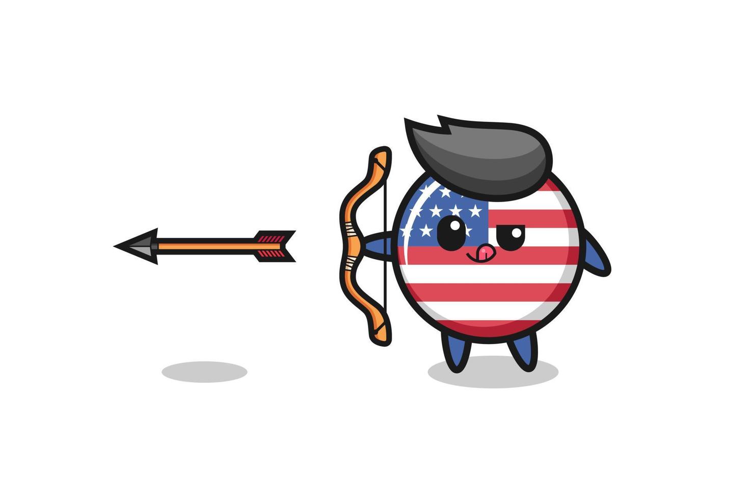 illustration av USA flagga karaktär gör bågskytte vektor