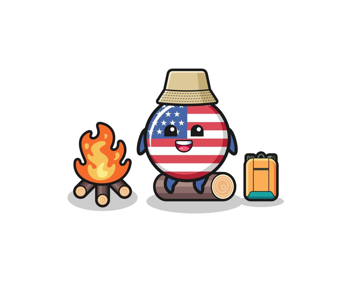 Camping Illustration der Flagge der Vereinigten Staaten Cartoon vektor