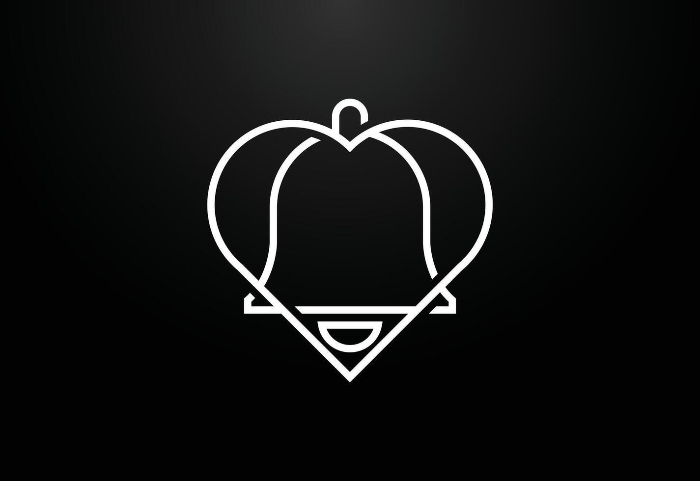 kreativ kärlek klocka logotyp design mall, hjärta med kärlek logotyp vektor