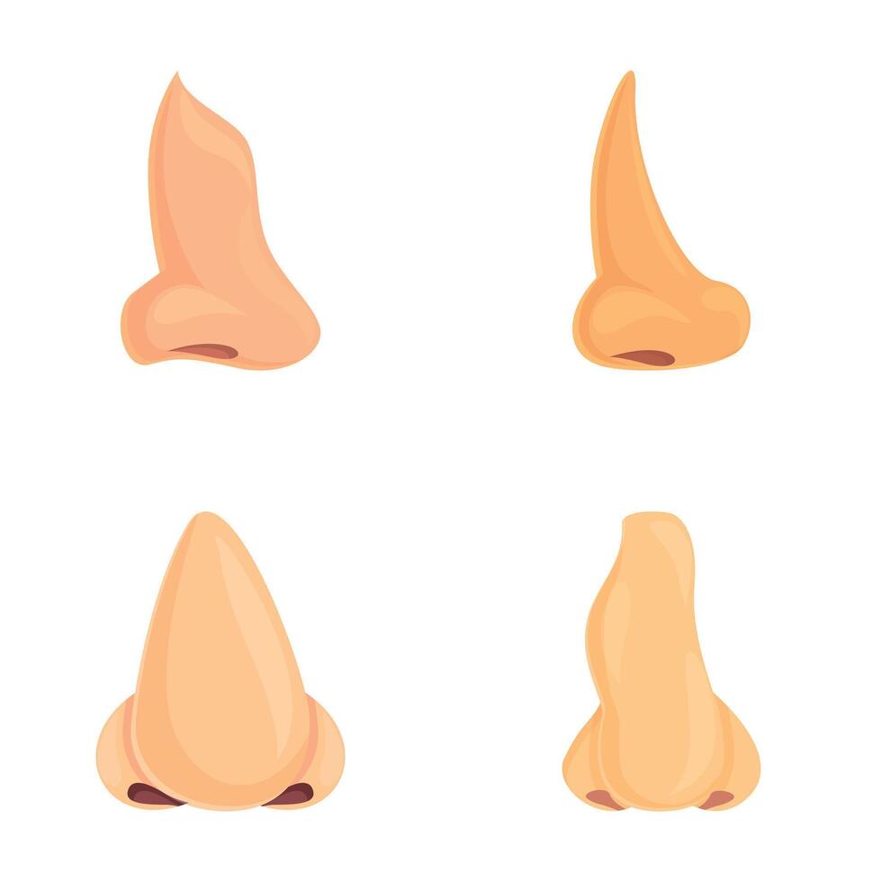 näsa kirurgi ikoner uppsättning tecknad serie . kirurgisk nasal förbättring vektor