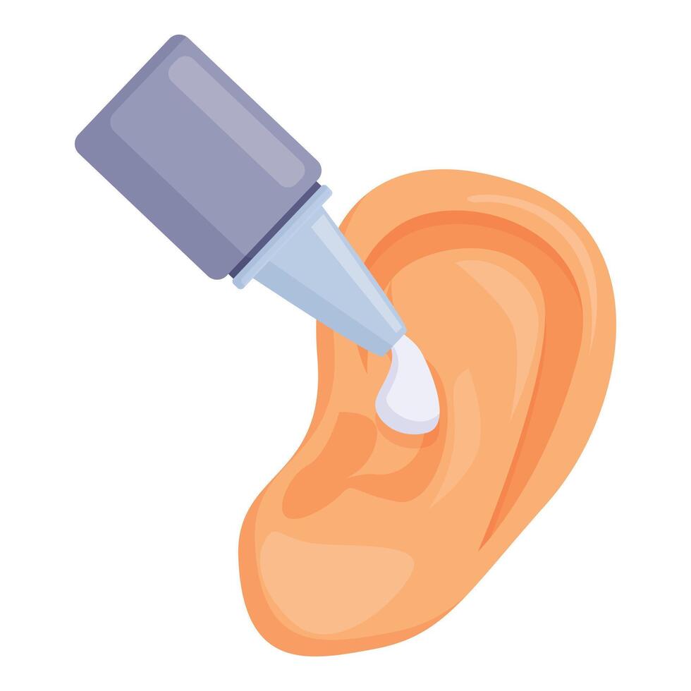 använda sig av öra droppar för infektion ikon tecknad serie . bota flytande vektor
