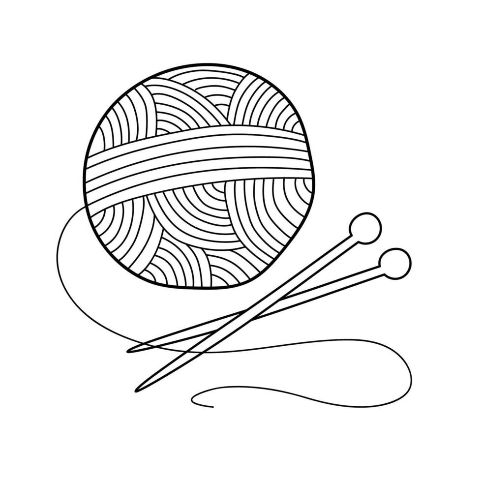 garn boll av tråd nålar. illustration i klotter stil på en vit bakgrund. vektor