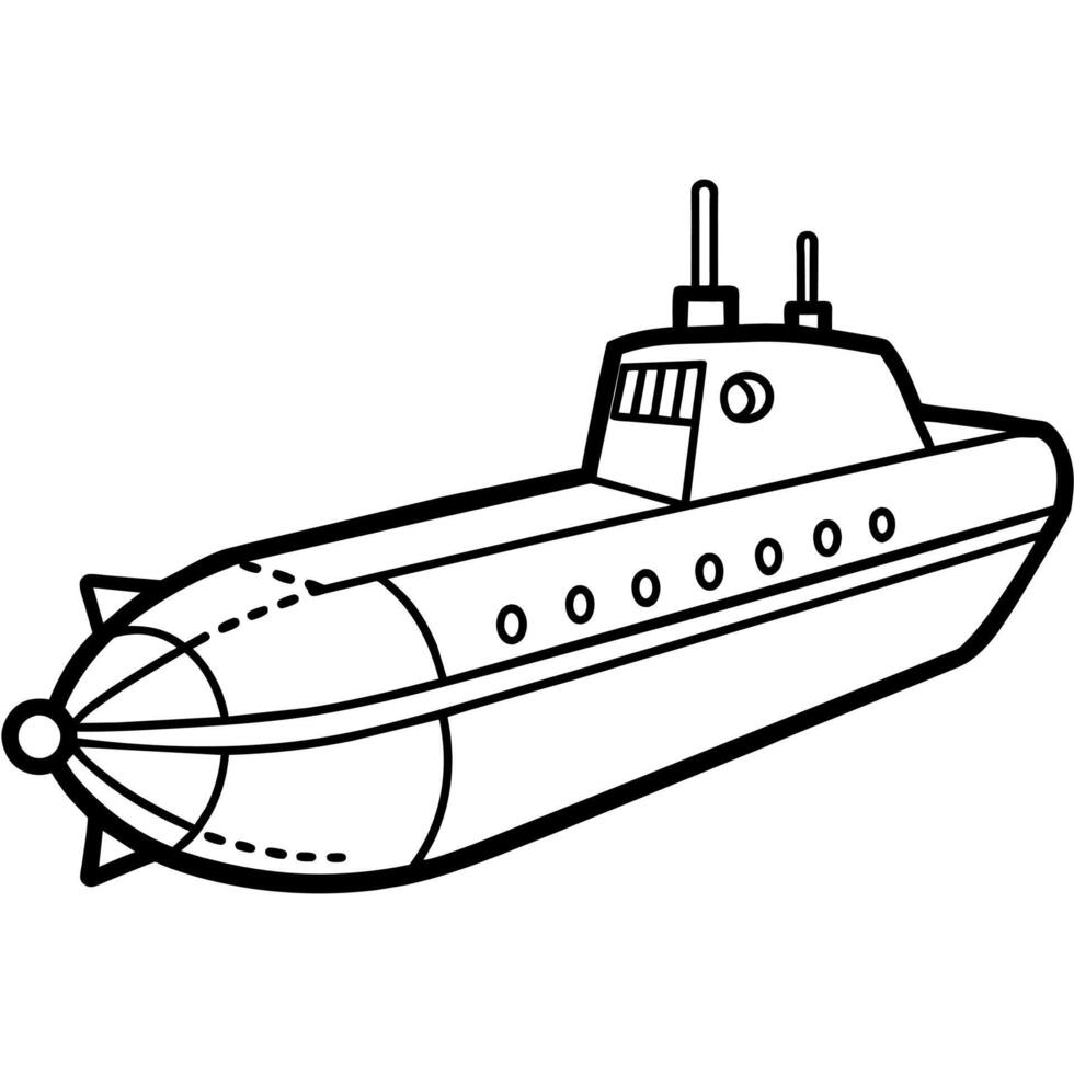 U-Boot Gliederung Färbung Buch Seite Linie Kunst Illustration Digital Zeichnung vektor
