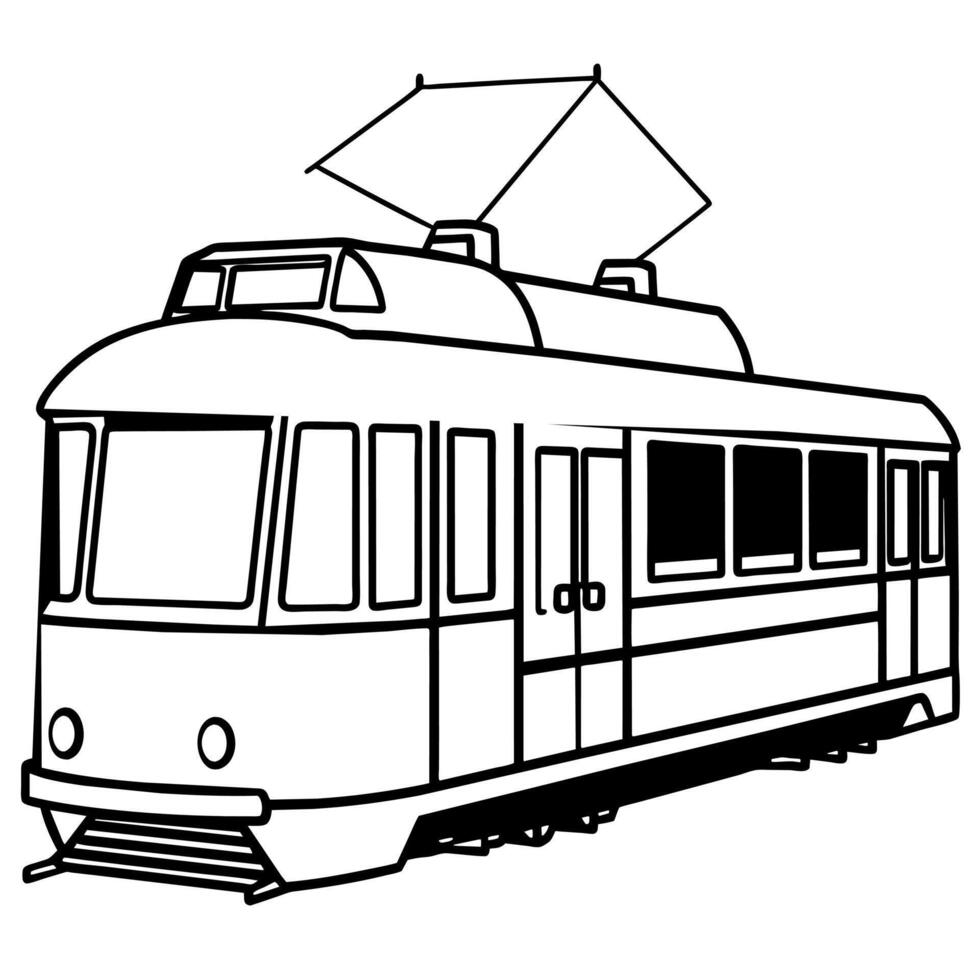 Straßenbahn Gliederung Färbung Buch Seite Linie Kunst Illustration Digital Zeichnung vektor