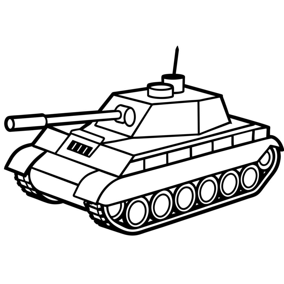 tank översikt färg bok sida linje konst illustration digital teckning vektor