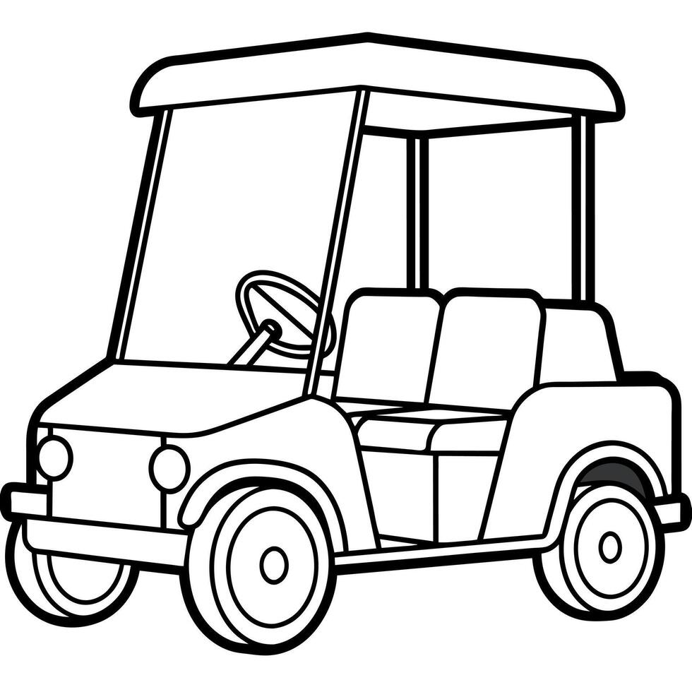 Golf Wagen Gliederung Illustration Digital Färbung Buch Seite Linie Kunst Zeichnung vektor