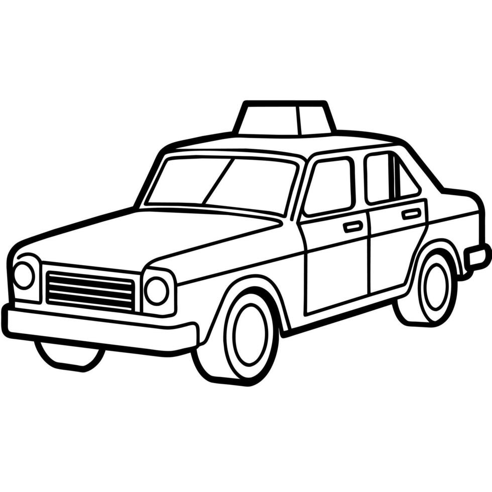 Taxi Gliederung Färbung Buch Seite Linie Kunst Illustration Digital Zeichnung vektor