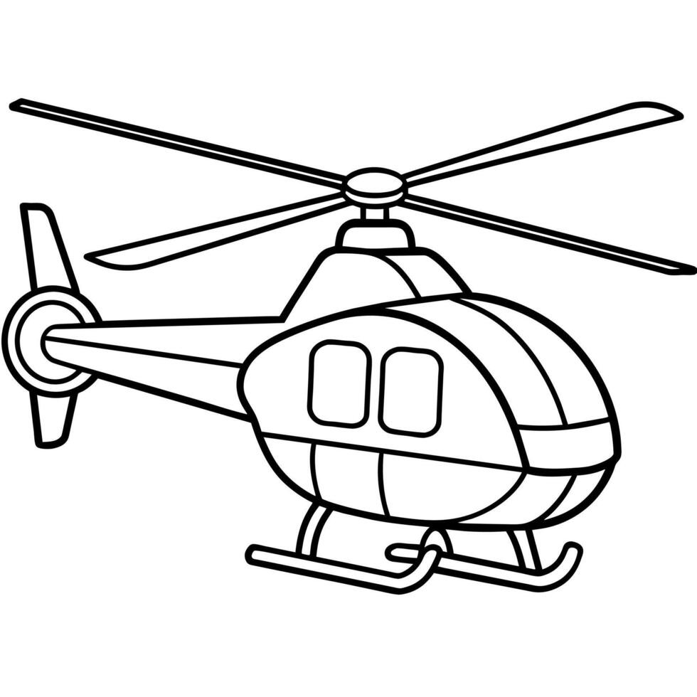 Hubschrauber Gliederung Illustration Digital Färbung Buch Seite Linie Kunst Zeichnung vektor