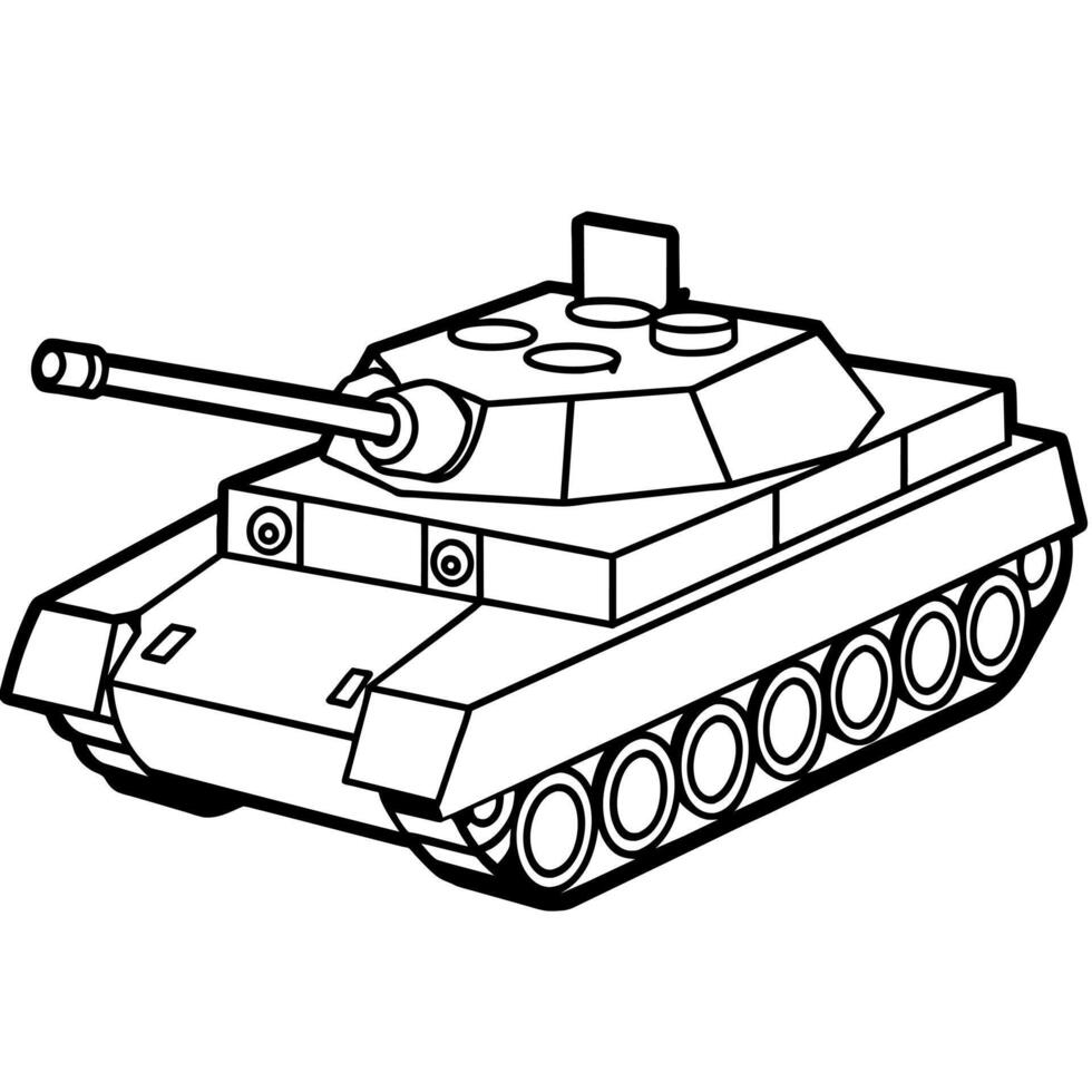 tank översikt färg bok sida linje konst illustration digital teckning vektor