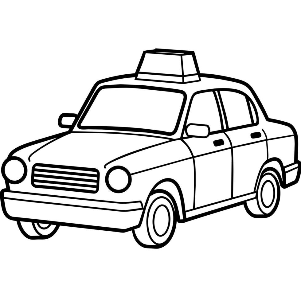 Taxi Gliederung Färbung Buch Seite Linie Kunst Illustration Digital Zeichnung vektor