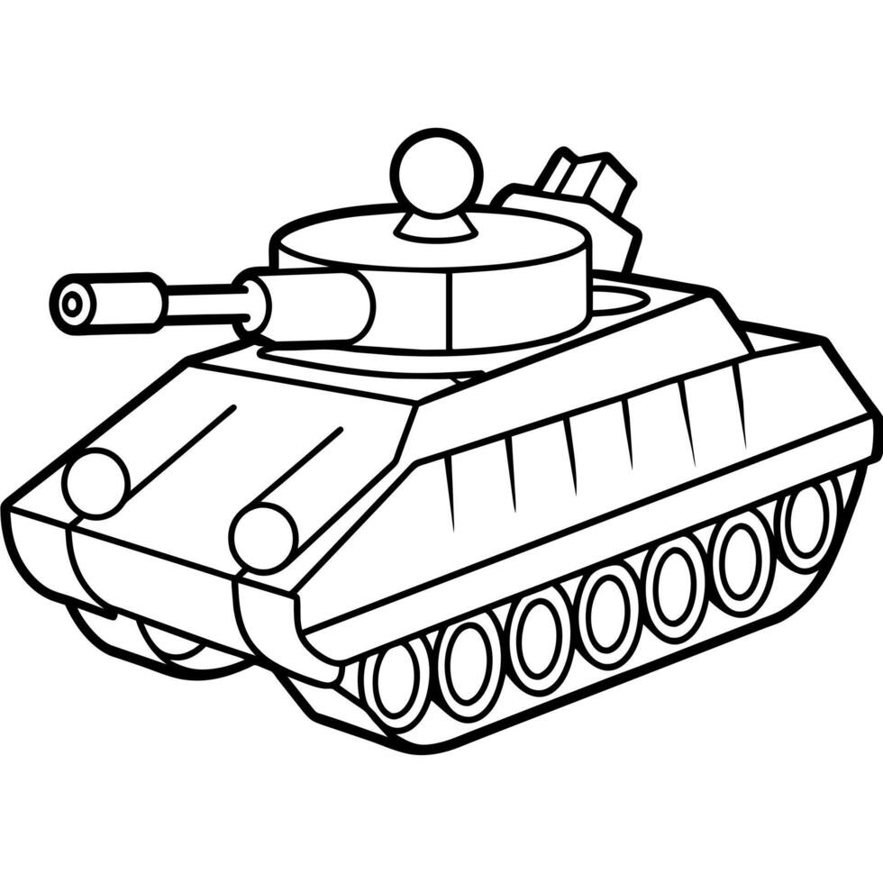 tank översikt färg bok sida linje konst illustration digital teckning vektor