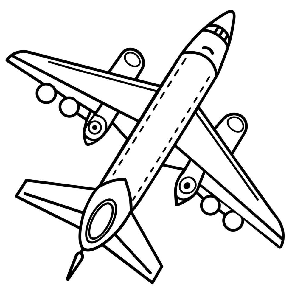 Flugzeug Gliederung Illustration Digital Färbung Buch Seite Linie Kunst Zeichnung vektor