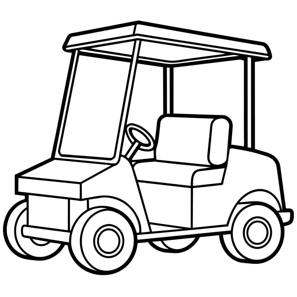 Golf Wagen Gliederung Illustration Digital Färbung Buch Seite Linie Kunst Zeichnung vektor