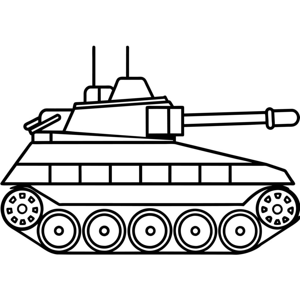 tank översikt färg bok sida linje konst illustration digital teckning vektor