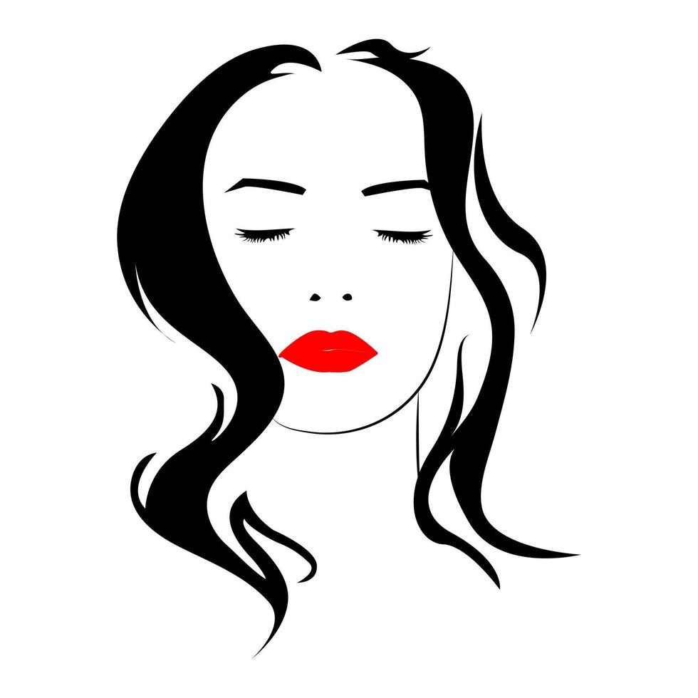schöne Frau Gesicht mit geschlossenen Augen Schönheitssalon Logo-Design vektor