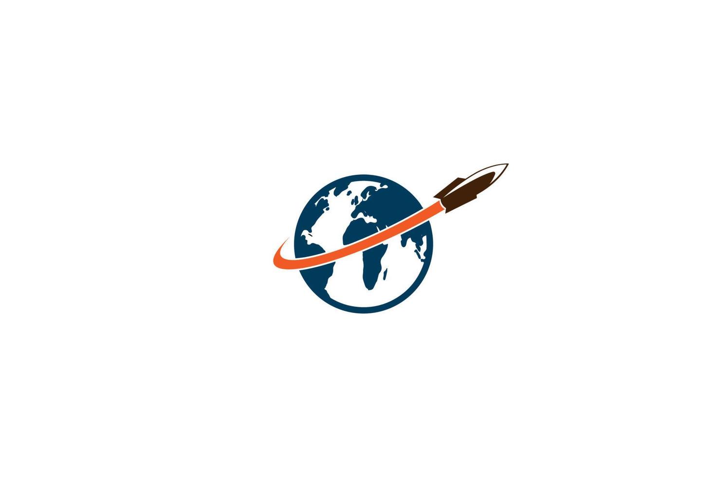 Weltkugel mit Rakete für Wissenschaftsexpedition Logo-Design-Vektor vektor
