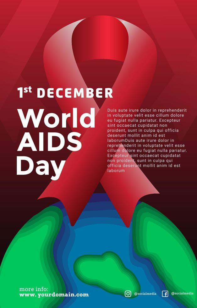 rött band World aids day kampanjaffisch vektor