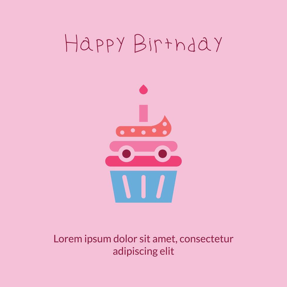födelsedag inbjudan kort med en glad födelsedag tema i en platt design vektor
