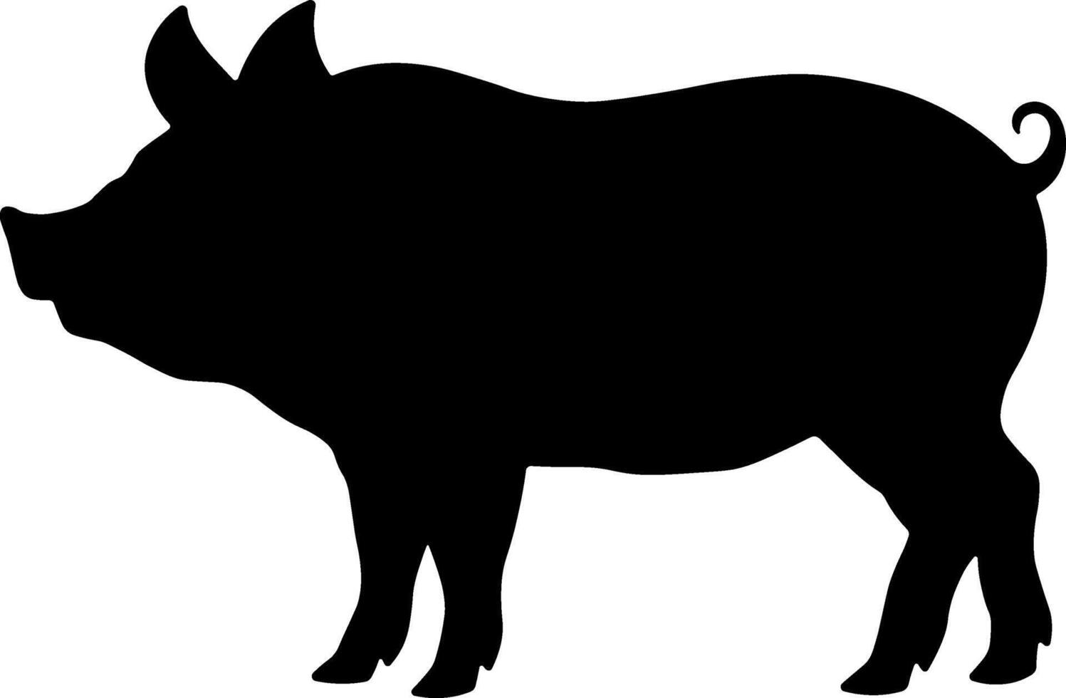 svart silhuett av en gris eller smågris utan bakgrund vektor