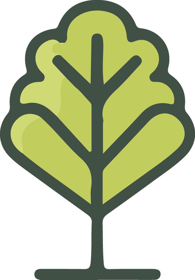 träd ikon med blad i modern platt stil vektor