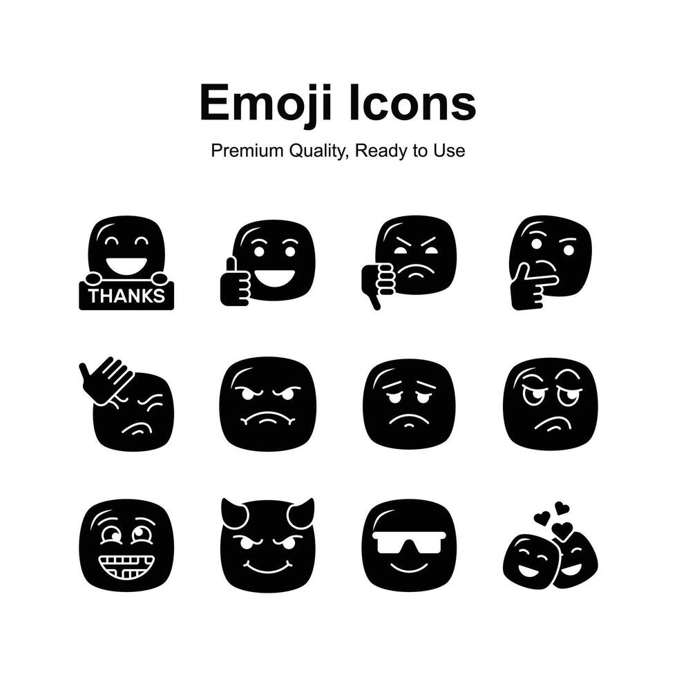 süß Gesichts- Ausdrücke, einstellen von Emoticons Symbole, modisch Design Stil vektor