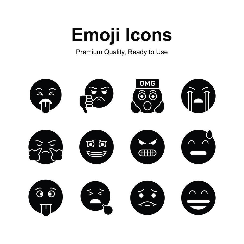 einstellen von Emoji Symbole, süß Ausdrücke Design vektor