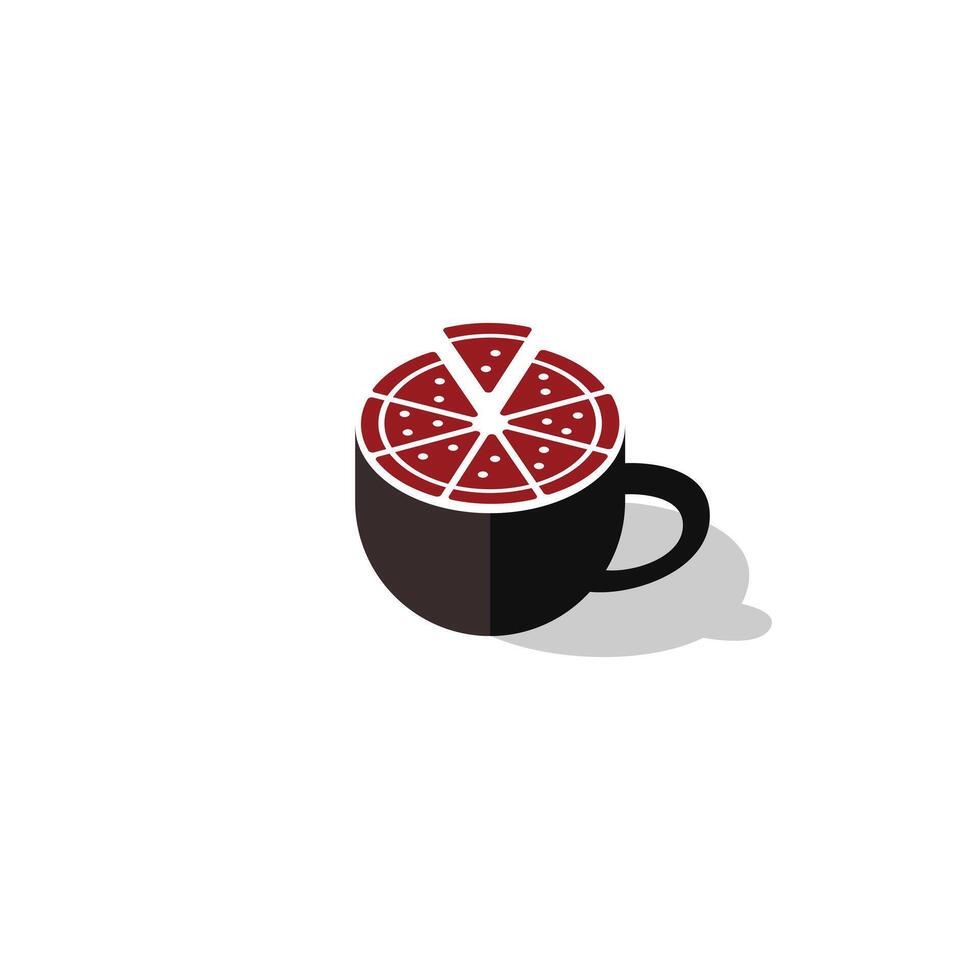 pizza och kaffe topp se logotyp design vektor