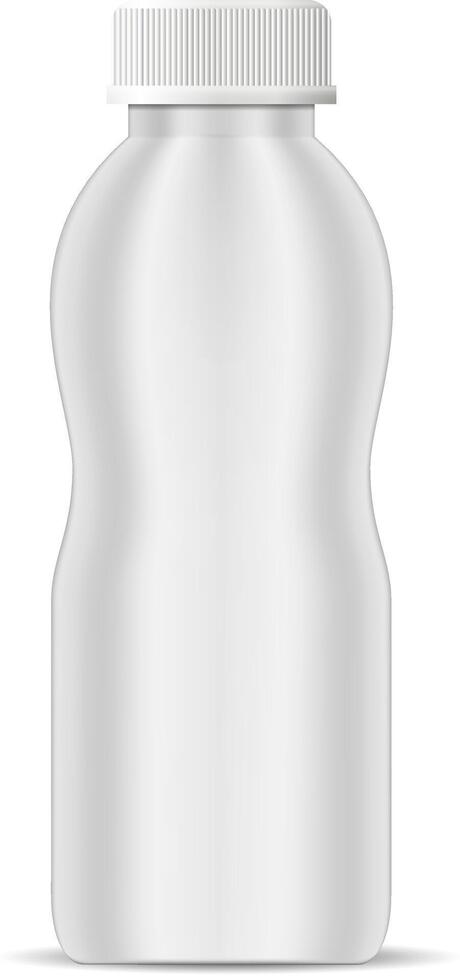 realistisch spotten oben Flasche von Joghurt. Milch Plastik Flasche auf Weiß Hintergrund. jiuce Container 3d Illustration Attrappe, Lehrmodell, Simulation. vektor