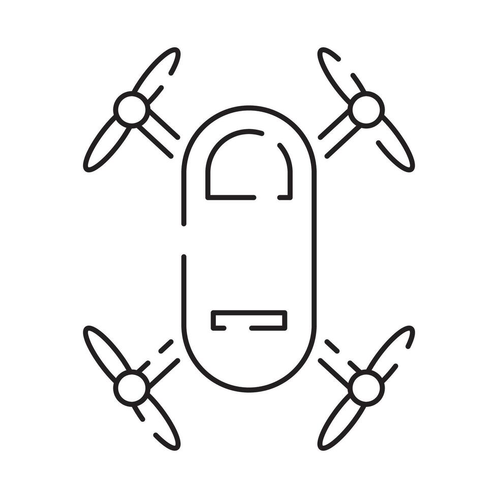 Drohne Linie Symbol. inbegriffen das Symbole wie Drohne, Fernbedienung, Regler, Radar, Karte, Signal und mehr. vektor