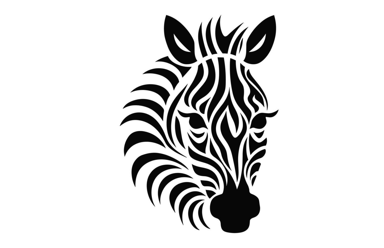 Zebra Mandala Silhouette schwarz und Weiß Clip Art vektor