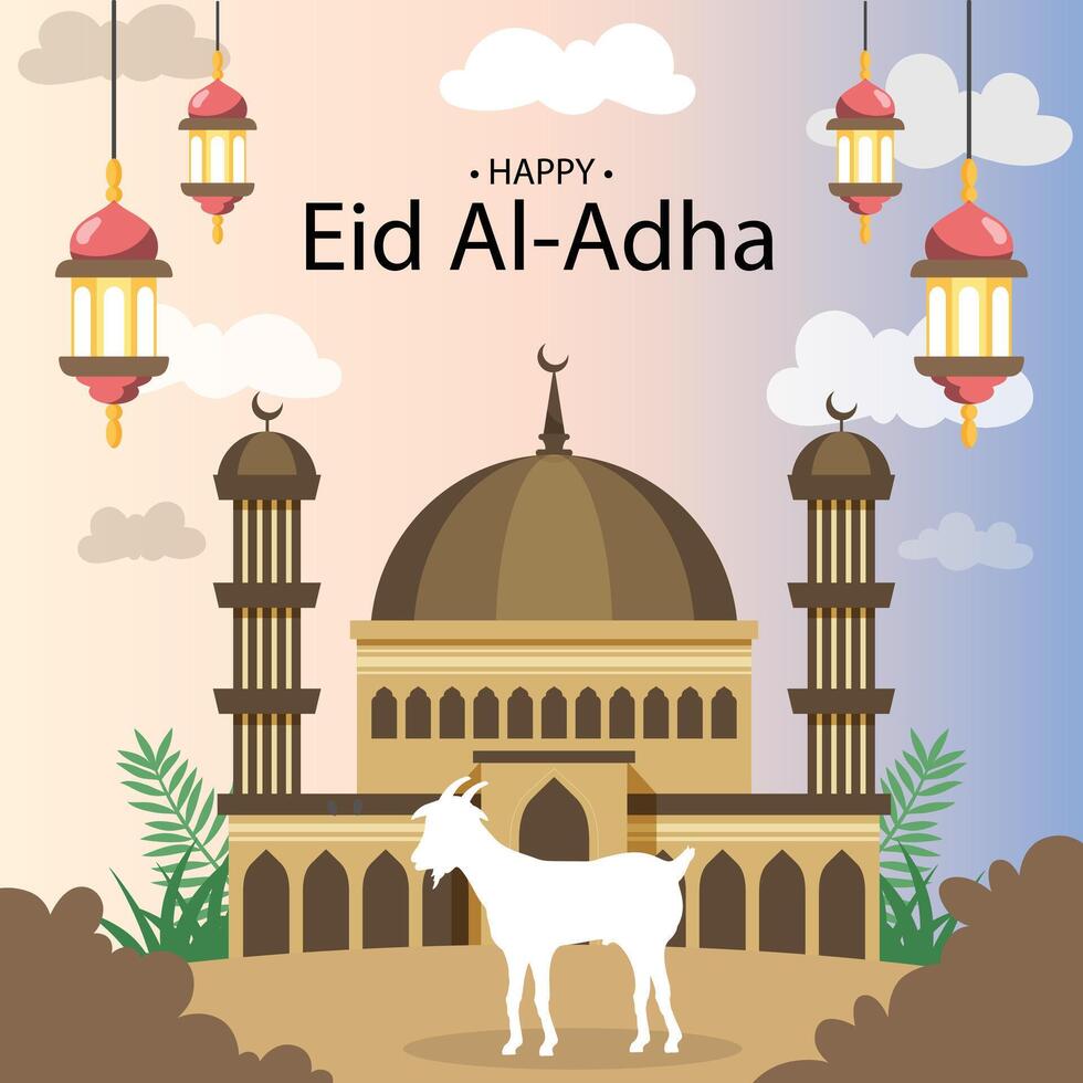 eid al Adha islamic festival lyckönskningar bakgrund design vektor