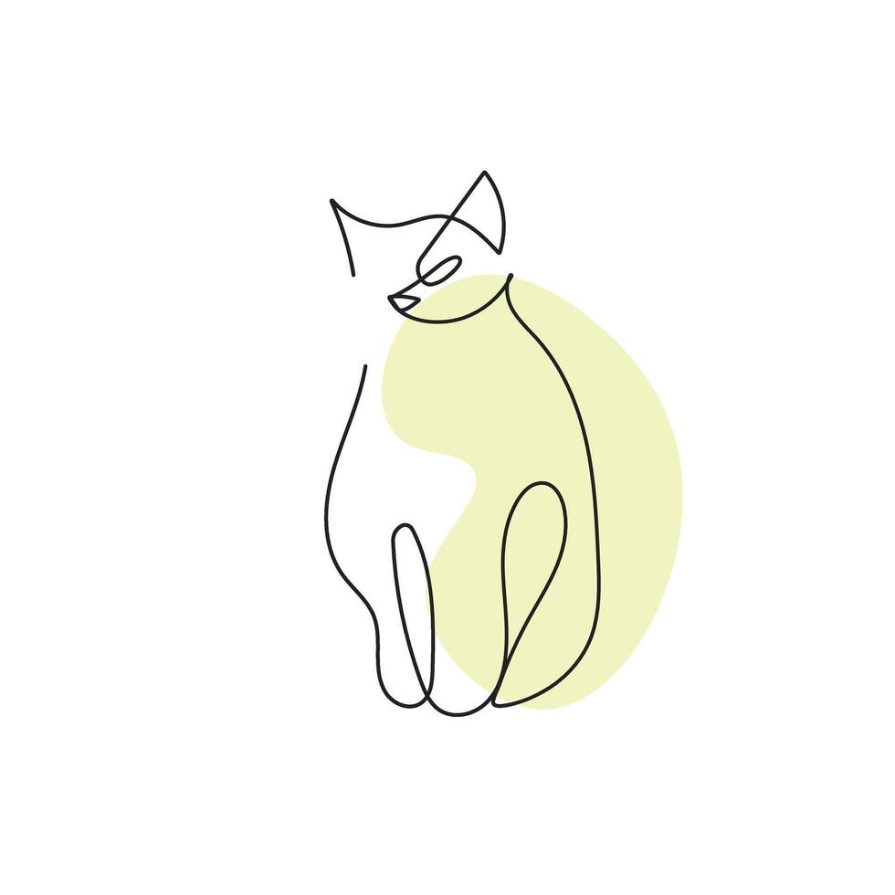 kontinuerlig linje teckning av katt. djur- form i trendig översikt stil. vektor