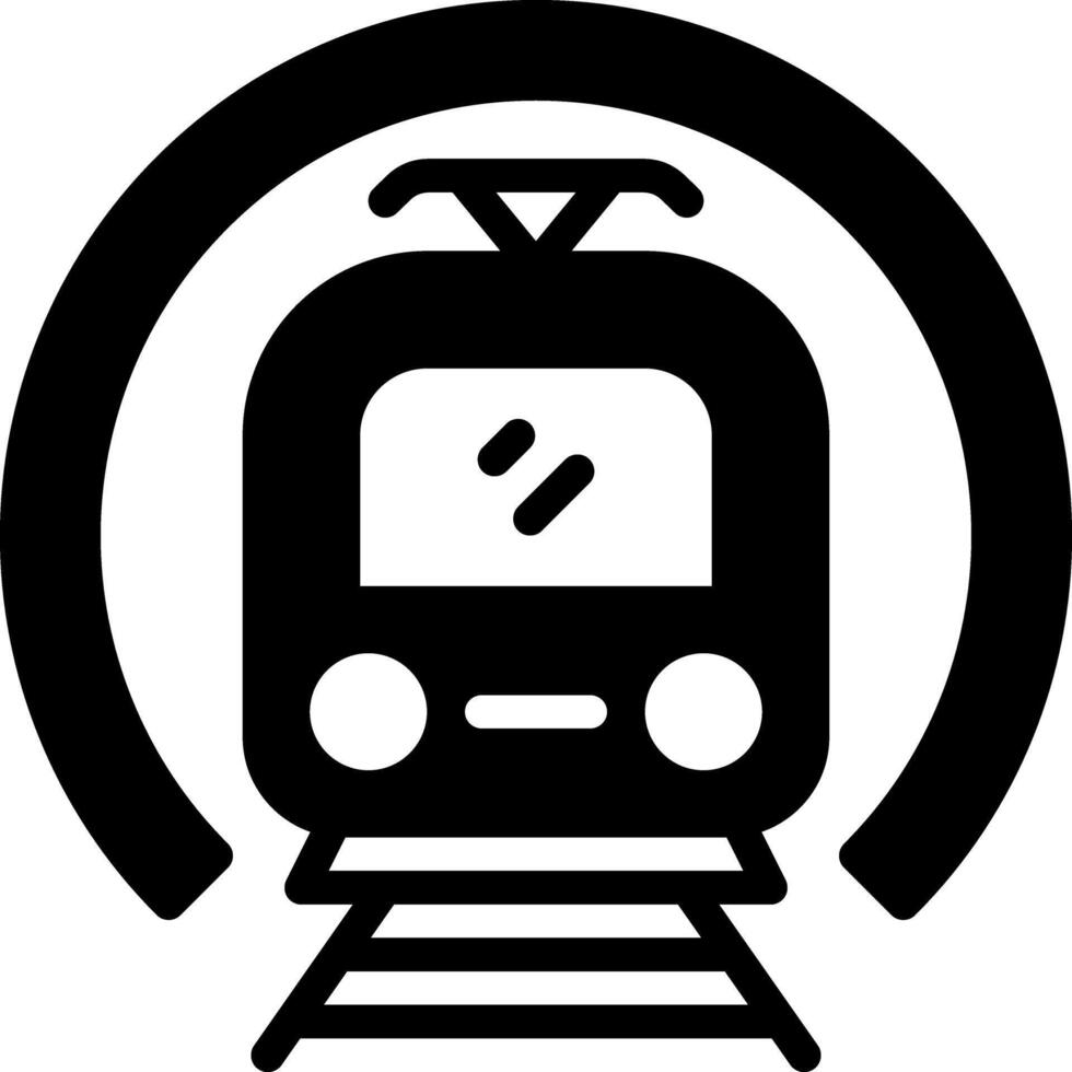 solide schwarz Symbol zum Straßenbahn vektor