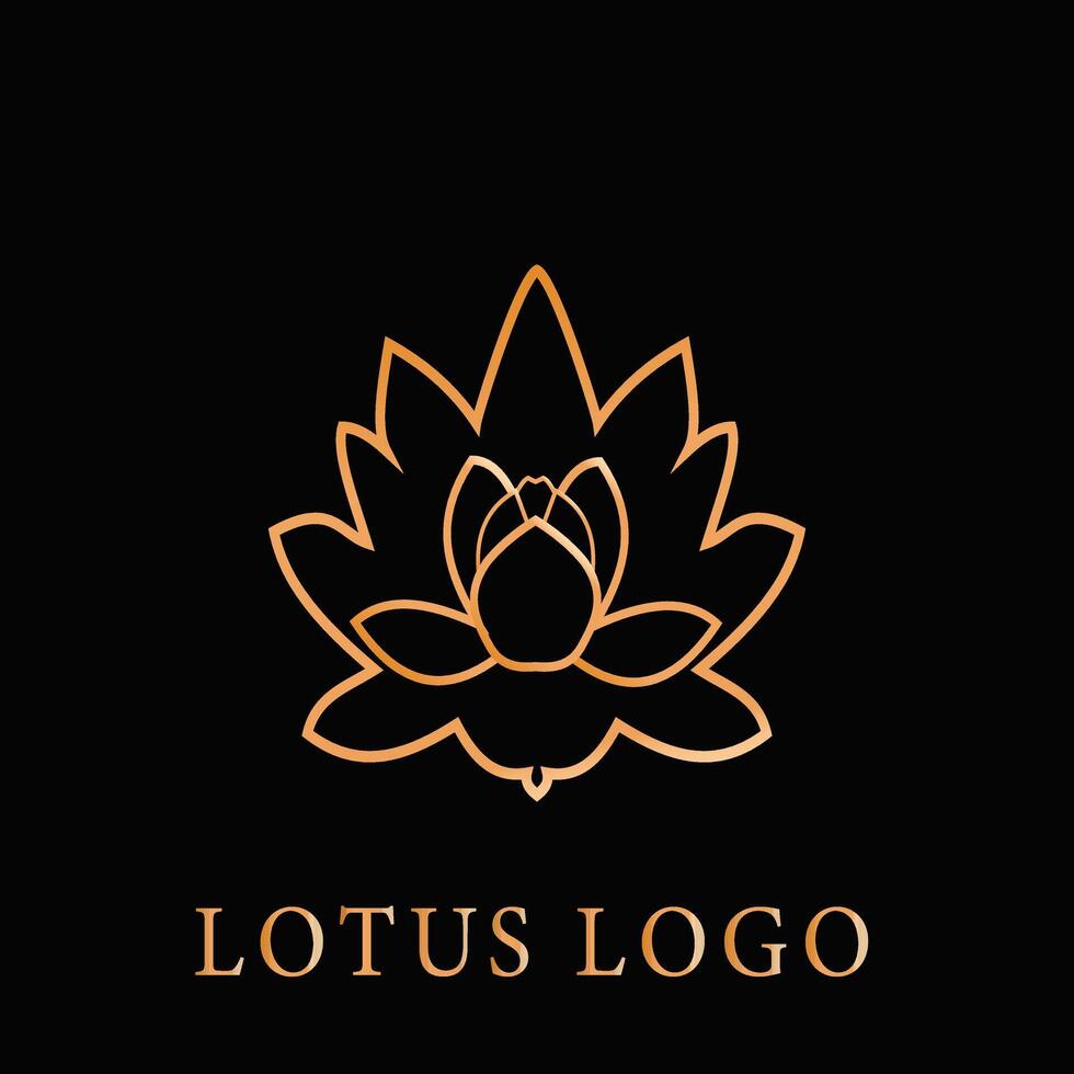 logotyp gyllene lotus en symbol av elegans ,lyx i blomma rik lotus emblem vektor