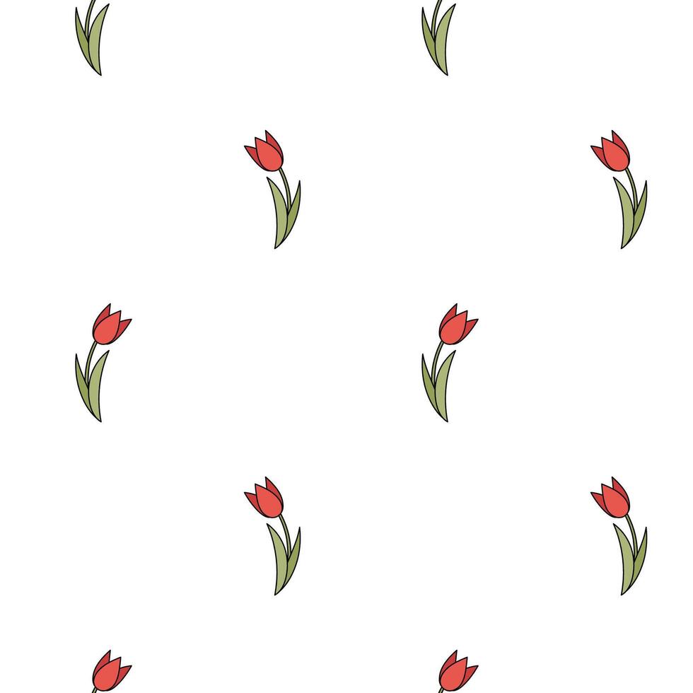 turkiska röd tulpan blomma symbol av Kalkon sömlös mönster. traditionell element av turkiska kultur. tecknad serie stil. hand dragen översikt illustration. design för trasa, tyg, textil, fiber. vektor