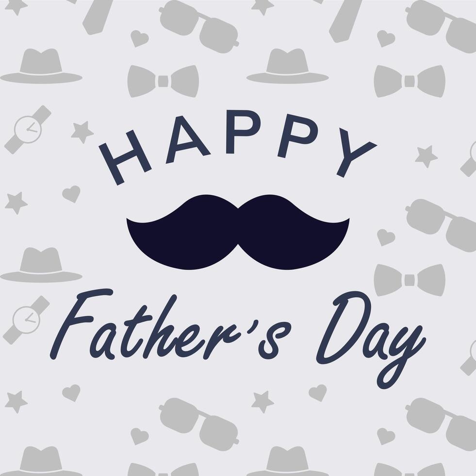 Lycklig fäder dag med mustasch illustration hälsning kort. kvällsmat pappa design. pappor dag firande. vår först fäder dag begrepp. vektor