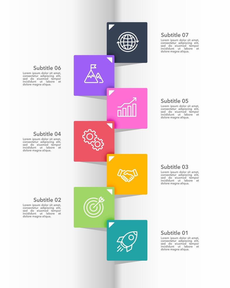 vertikal infographic tidslinje 7 bearbeta till Framgång. broschyr, baner, affisch och företag presentation. vektor