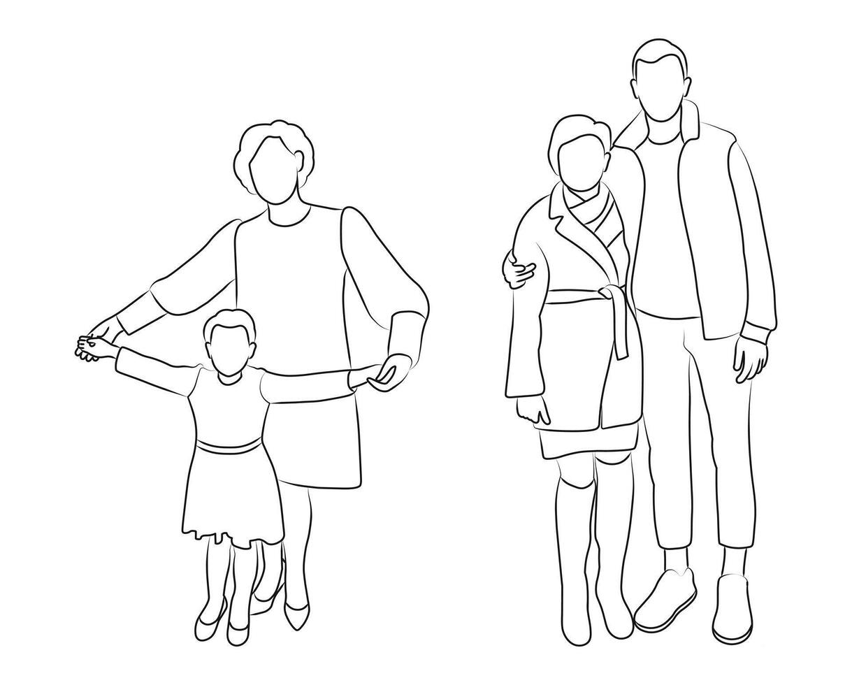 Interaktion zwischen Eltern und Kinder. eben Grafik Abbildungen isoliert auf Weiß Hintergrund vektor