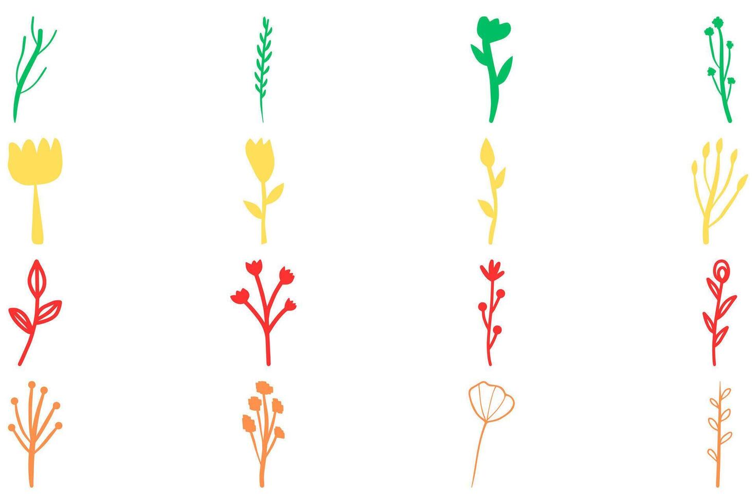 botanisch Blume Design Satz. dekorativ Blumen- vektor