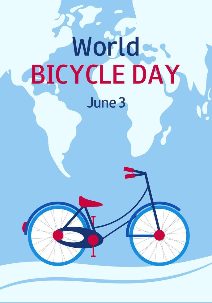 värld cykel dag platt design. juni 3. baner, hälsning kort, presentation, flygblad. vektor