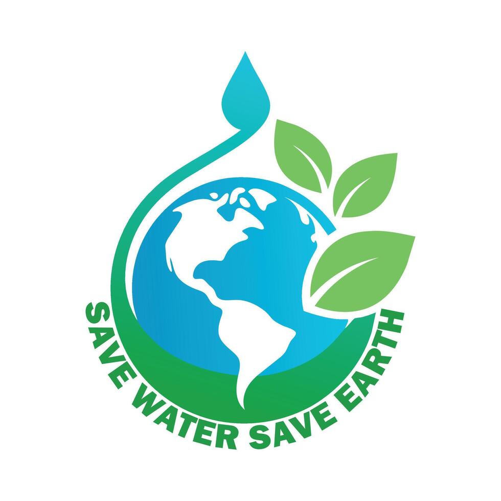 jeder fallen zählt speichern Wasser speichern Erde speichern Leben Wasser Erhaltung Logo sparen heute gedeihen Morgen vektor