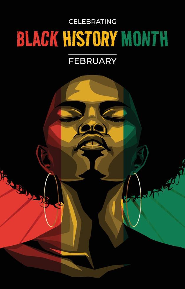 svart historia månad koncept affisch med afrikansk amerikansk kvinna vektor