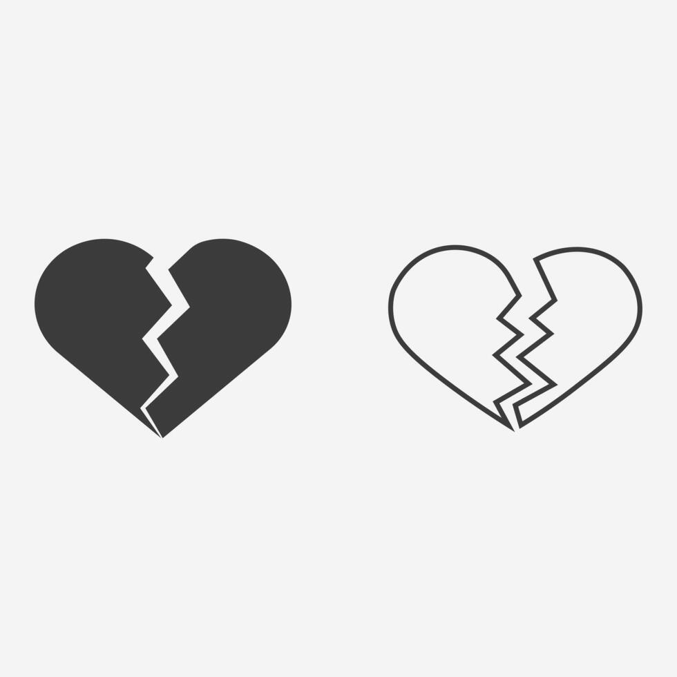 kärlek, hjärta ikon. bruten hjärta, valentine dag tecken symbol vektor