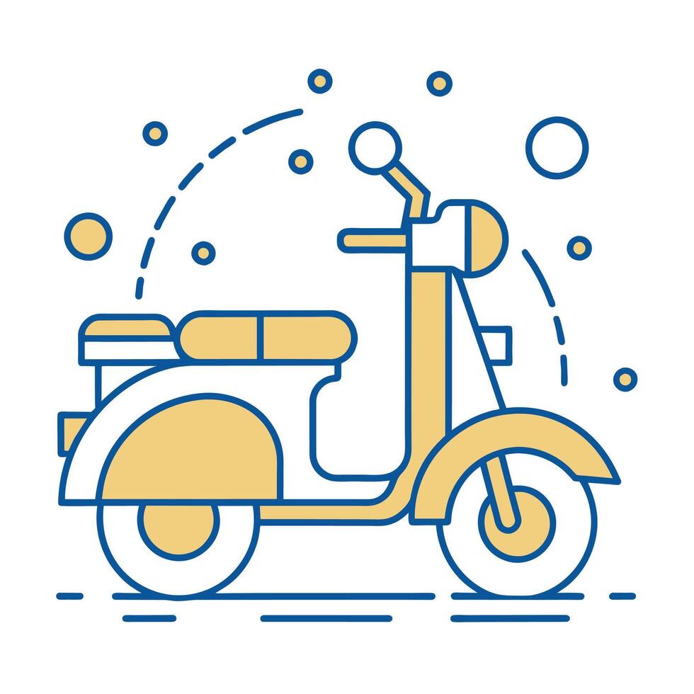 söt vespa cykel komisk stil vespa cykel översikt logotyp komisk stil scooty vektor